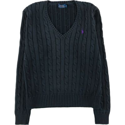 古着 ラルフローレン Ralph Lauren POLO RALPH LAUREN ケーブル編み Vネック コットンニットセーター レディースL相当 /eaa541464 【中古】 【250426】 【ADEL/アデル】