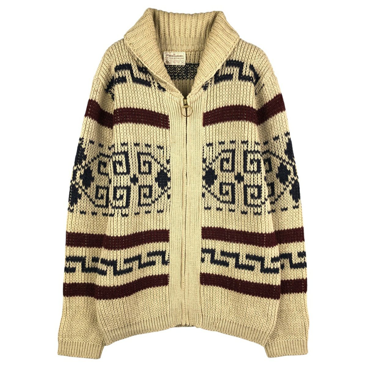 古着 70年代 ペンドルトン PENDLETON 総柄 カウチンセーター メンズM