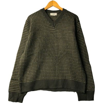 古着 90年代 ジェイクルー J.Crew バーズアイ柄 Vネック ウールニット