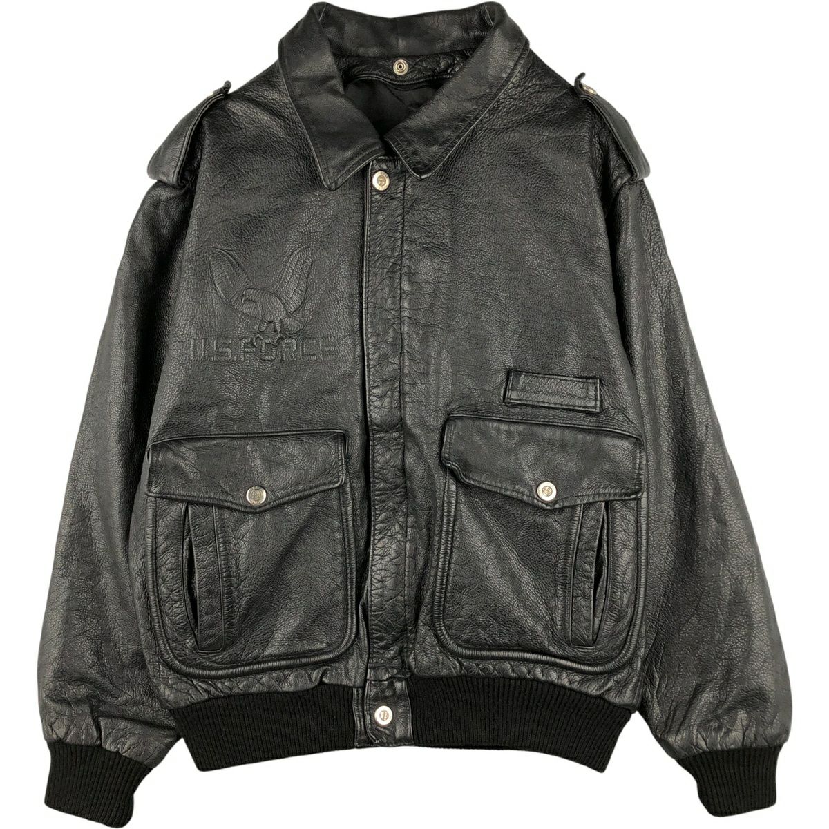 古着 COMMANDER スイングトップタイプ レザーブルゾン メンズM相当  