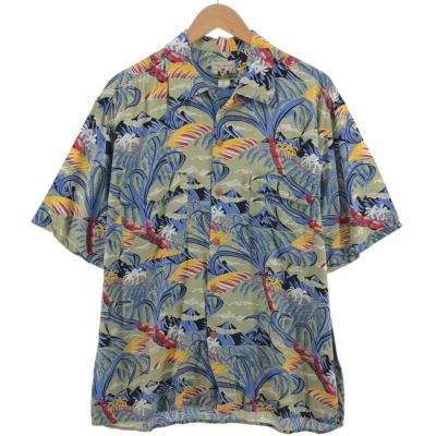 古着 ～90年代 レインスプーナー REYNSPOONER 総柄 ヤシの木柄 オープンカラー レーヨン ハワイアンアロハシャツ ボックスシャツ ハワイ製 メンズL相当 ヴィンテージ /eaa549621 【中古】 【250512】