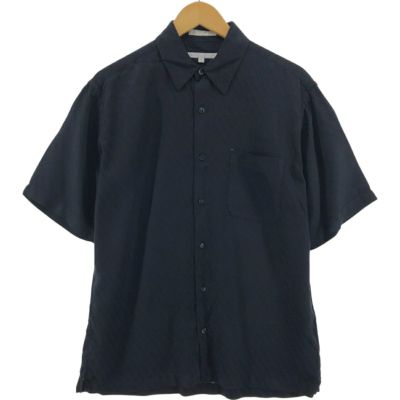 ペリーエリス　90s 総柄 半袖シルクシャツ　黒　S ボックスシルエット 古着. ペリーエリス 90s 総柄 半袖シルクシャツ 黒 S ボックス