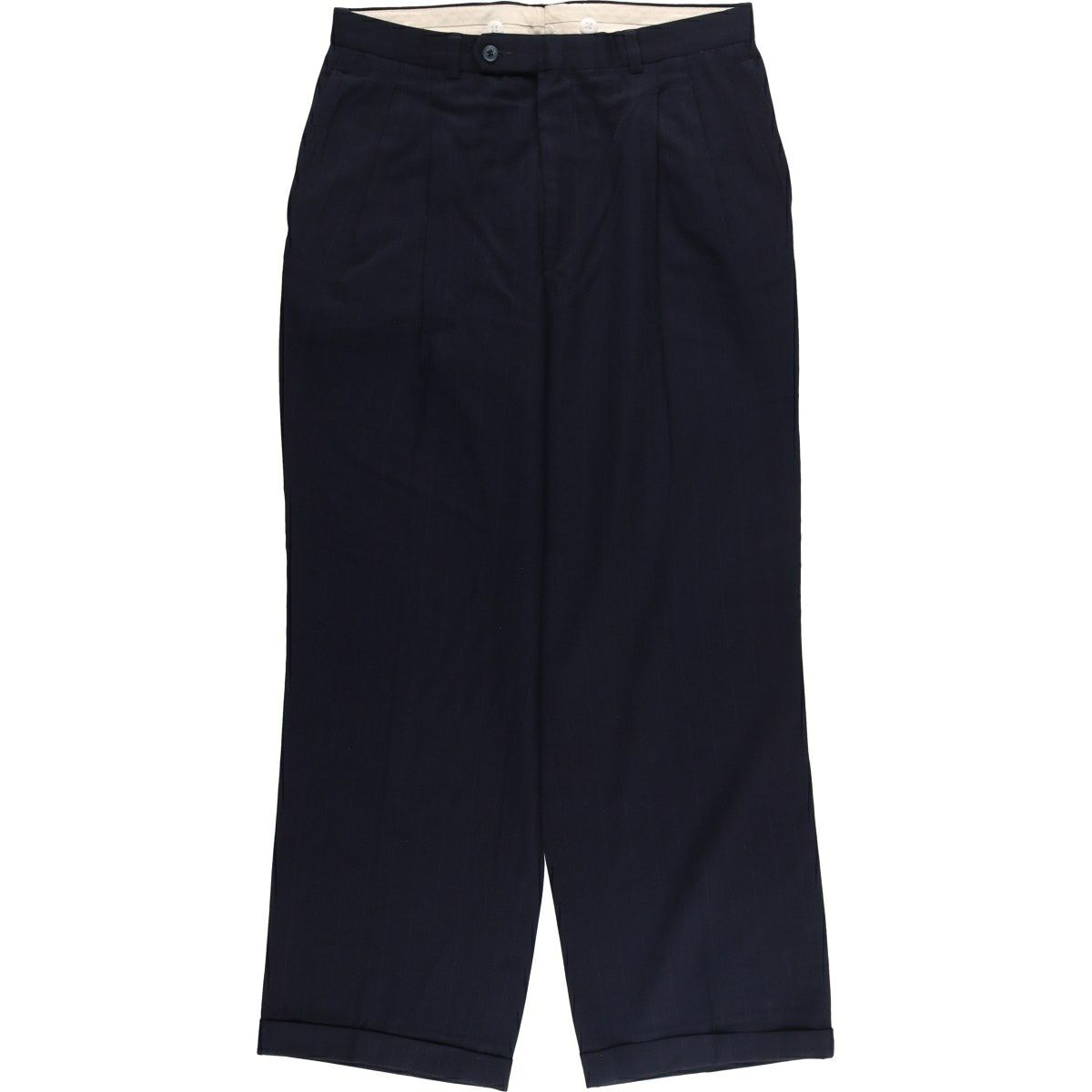 古着 Zanella チェック柄 ツータック スラックス ワイドパンツ