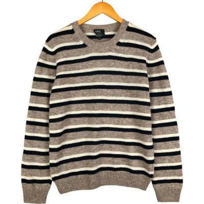 古着 アーペーセー A.P.C. ボーダー柄 ウールニットセーター メンズM