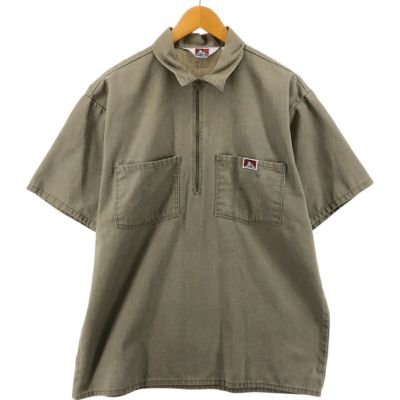 古着 90年代 ベンデイビス BEN DAVIS ハーフジップ 半袖 ワークシャツ ボックスシャツ USA製 メンズL相当 /eaa546800 【中古】 【250514】