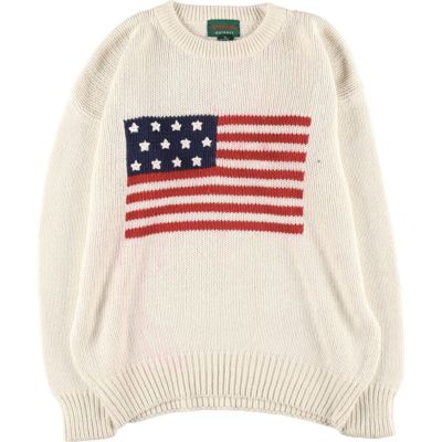 古着 AmericaN OUTPOST 星条旗柄 ラミー×コットン ニットセーター メンズS相当 /eaa479375 【中古】 【241101】 ss2503_30