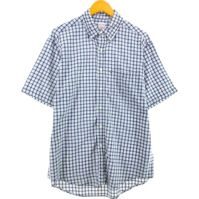 古着 ブルックスブラザーズ Brooks Brothers 346 半袖 ボタンダウン チェックシャツ メンズL相当 /eaa549718 【中古】 【250516】