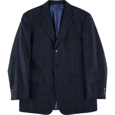 『レア』日本製 ピエールカルダン シングル テーラードジャケット ブレザー 黒 古着 ピエールカルダン Pierre Cardin チェック柄 テーラード