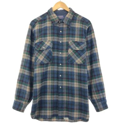 古着 70年代 ペンドルトン PENDLETON チェック柄 ウールシャツ USA製