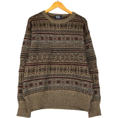 古着 80年代 ウールリッチ WOOLRICH 総柄 バーズアイ柄 ウールニット