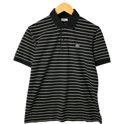 古着 ラコステ LACOSTE 半袖 ボーダー ポロシャツ 6 メンズM相当