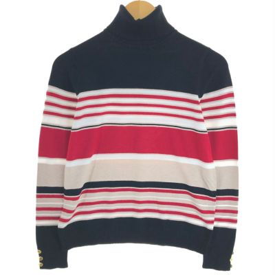 古着 SAG HARBOR マルチボーダー 半袖 アクリルニットセーター