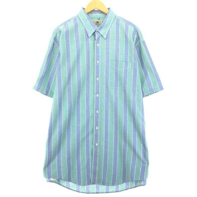 古着 90年代 エルエルビーン L.L.Bean 半袖 ボタンダウン ストライプシャツ USA製 メンズXL ヴィンテージ /eaa448827 【中古】 【240517】 【SS2409_30%】