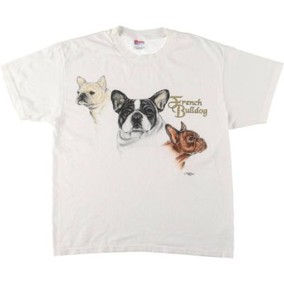 古着 90～00年代 ヘインズ Hanes French Bulldog 犬柄 アニマルTシャツ メンズL相当 ヴィンテージ /eaa548166 【中古】 【250518】