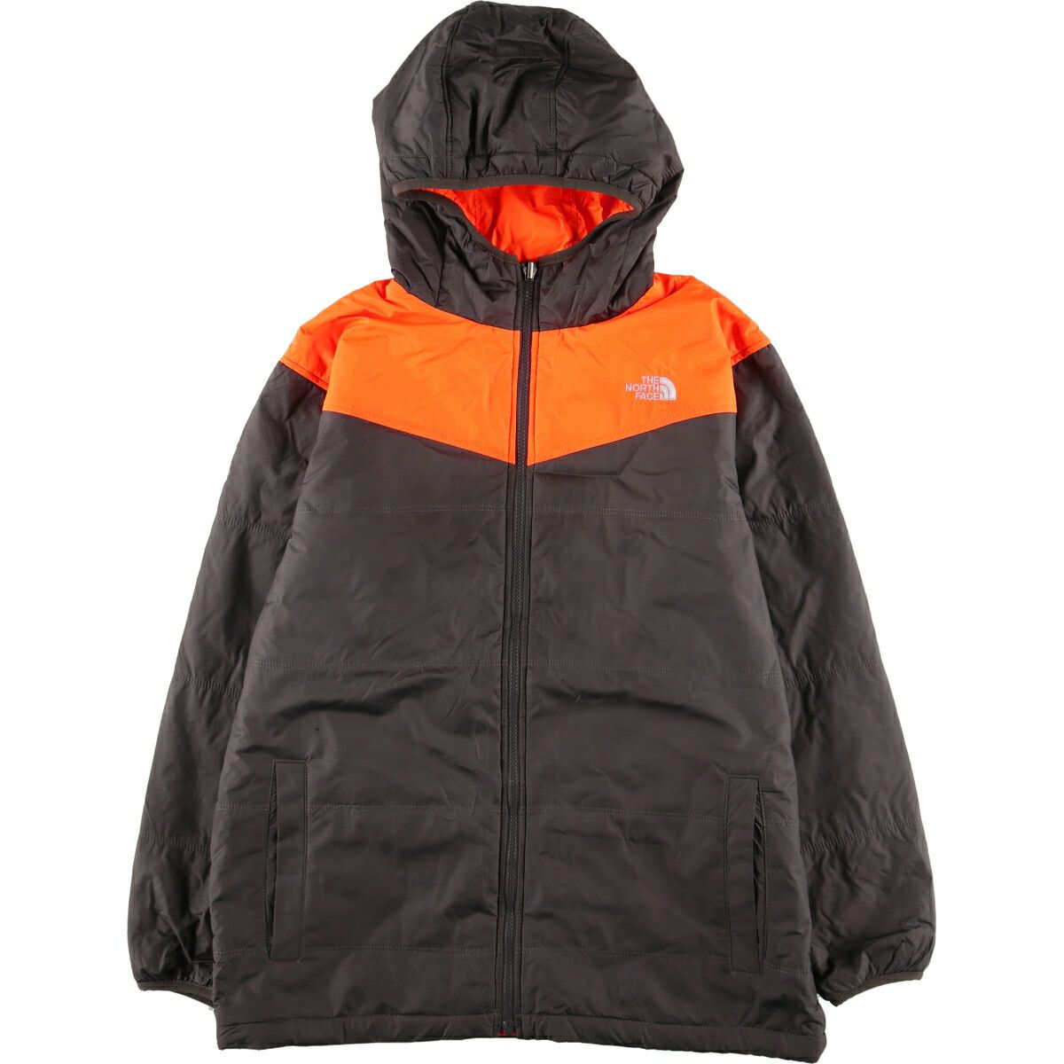 ノースフェイス 中綿ジャケット レッド×ブラウン 150 古着 ザノース