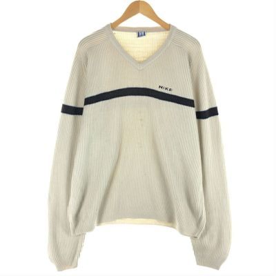 古着 80年代 ナイキ NIKE 女神像タグ リブ編み Vネック コットンニット