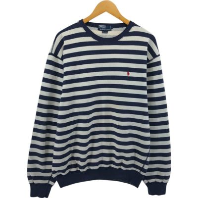 古着 ラルフローレン Ralph Lauren POLO by Ralph Lauren ボーダー柄 ワンポイントロゴスウェットシャツ トレーナー メンズL相当 /eaa548118 【中古】 【250517】
