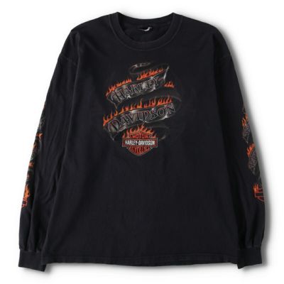 古着 00年代 ハーレーダビッドソン Harley-Davidson ファイヤーパターン ロングTシャツ ロンT メンズL相当 /evb029262 【中古】 【250508】 【V2505】