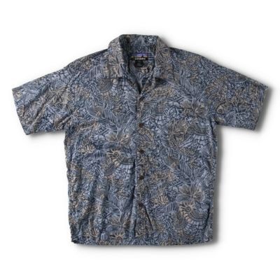 [XL] 17' patagonia pataloha 半袖 チェック シャツ 紺 白 開襟 オープンカラー ハワイアン パタゴニア パタロハ ビンテージ vintage 古着 90年代 パタゴニア Patagonia pataloha パタロハ 総柄