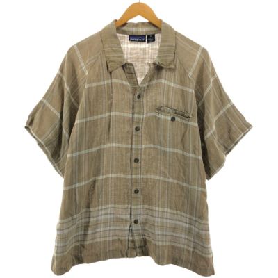 Patagonia チェック柄 半袖 ヘンプシャツ ボックスシャツ 【L
