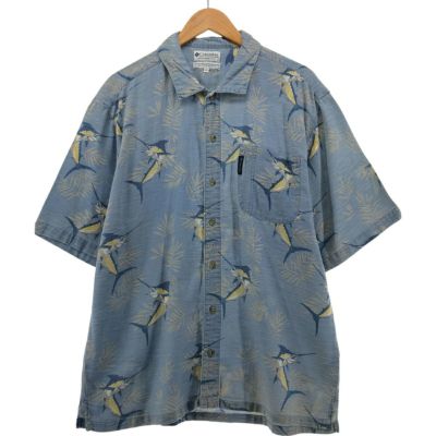 古着 90～00年代 コロンビア Columbia 総柄 魚柄 ボックスシャツ