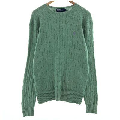 古着 Polo Ralph Lauren 緑×紺 ボーダー コットン ニット