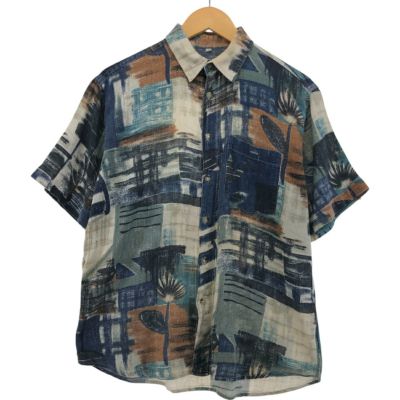 古着 MAYNE 総柄 半袖 コットンシャツ メンズL相当 /eaa548673 【中古】 【250521】