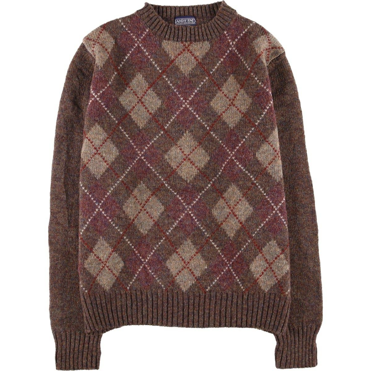 古着 90年代 ランズエンド LANDS END ボーダー柄 長袖 ラガーシャツ