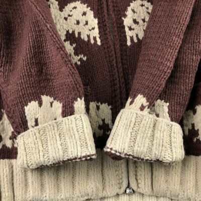 50s～ヴィンテージ カウチンセーター サンダーバード柄 ブルー×アイボリー L 古着 カナタ KANATA サンダーバード柄 カウチンセーター カナダ製