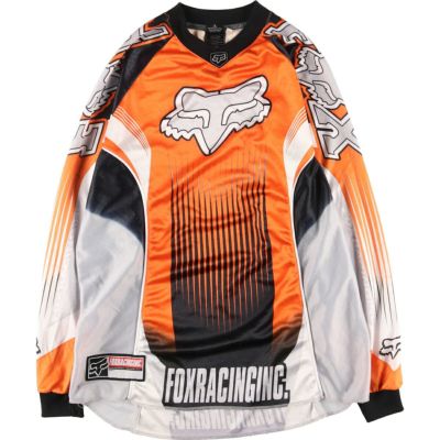古着 FOX RACING INC. モトクロスシャツ 総柄 レーシング ロング