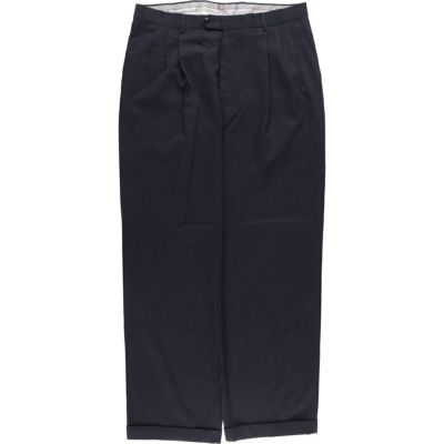 (古着)90s towncroft ワイドスラックス　ストレート cityboy 古着 90s〜 SAVANE 3タック スラックス ブラック ワイド 極太 黒