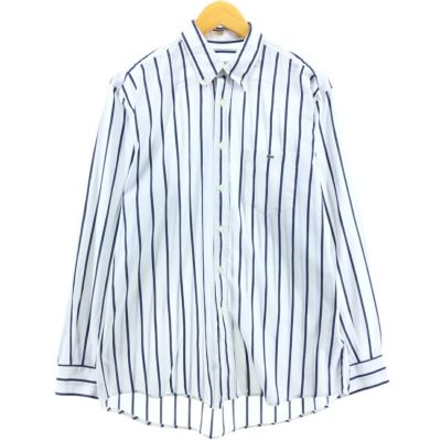 古着 ラコステ LACOSTE ワイドカラー 長袖 ボタンダウン