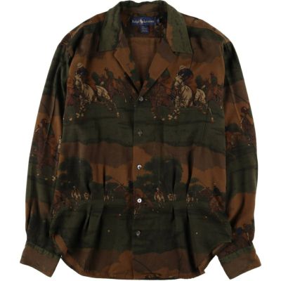 古着 ラルフローレン Ralph Lauren 総柄 オープンカラー 長袖
