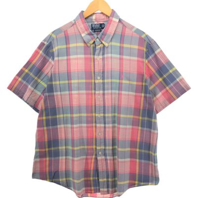 古着 ラルフローレン Ralph Lauren POLO by Ralph Lauren CUSTOM FIT 半袖 ボタンダウン チェックシャツ メンズXXL相当 /eaa550510 【中古】 【250525】