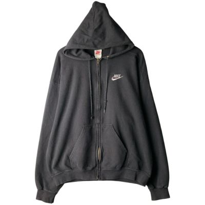 Nike フルジップパーカー XS 黒/グレー 古着 90年代 ナイキ NIKE 銀タグ スウェットフルジップパーカー USA製