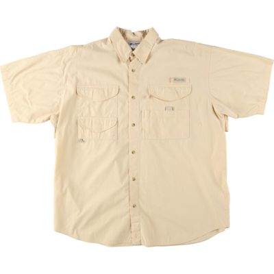 COLUMBIA PFG フィッシングシャツ L ベージュ コットン メッシュ