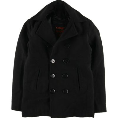 Schott メンズ ウールコート 黒 古着 ショット SCHOTT ダブルブレスト ウールハーフコート