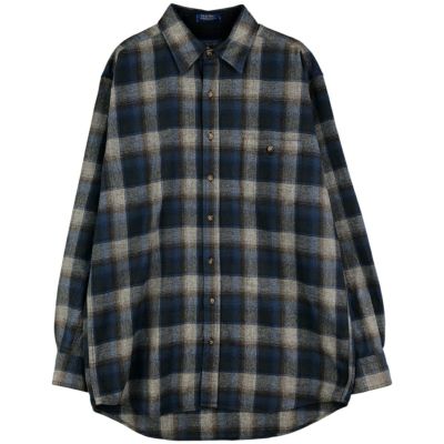 古着 ペンドルトン PENDLETON オンブレチェック ウールシャツ メンズL