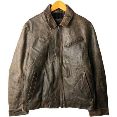 古着 Preston&York スイングトップタイプ 中綿入り レザーブルゾン