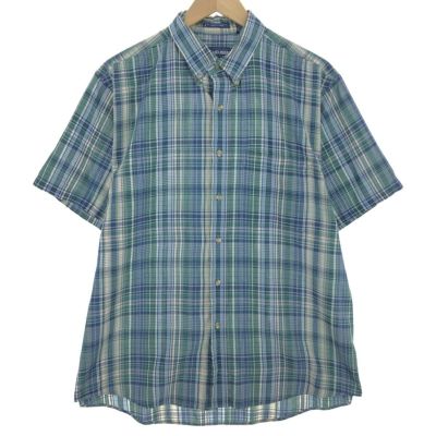 古着 90年代 ヴァンヒューゼン VAN HEUSEN 半袖 ボタンダウン チェックシャツ メンズL ヴィンテージ /eaa454651 【中古】 【240609】