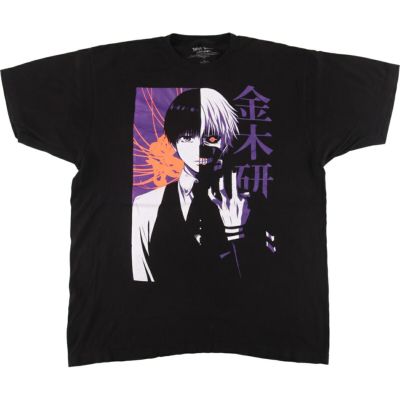東京喰種　トーキョーグール　金木研　アニメTシャツ　キャラ　黒　2XL　海外古着 東京喰種 金木研 Tシャツ 半袖 アニメ キャラクター ダーク