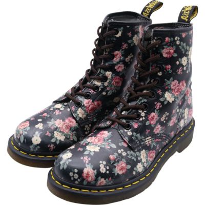 ドクターマーチン23.5 (EU37)ブーツDr.Martens花柄　ブーツ 古着 ドクターマーチン Dr.Martens 花柄 8ホールブーツ 5