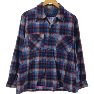 古着 60年代 ペンドルトン PENDLETON ボードシャツ チェック柄 オープンカラー ウールボックスシャツ メンズL相当 ヴィンテージ  /eaa486872 【中古】 【240908】 | 古着屋JAM（ジャム）