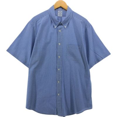 古着 ブルックスブラザーズ Brooks Brothers 1818 REGENT ギンガムチェック シアサッカー 半袖 ボタンダウン チェックシャツ メンズXL相当 /eaa553887 【中古】 【250531】