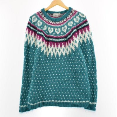 古着 ECUADOR KNITWEAR 総柄 花柄 HAND KNIT ハンドニット エクアドル