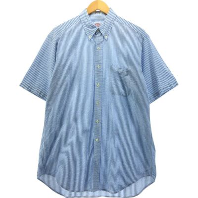 古着 ブルックスブラザーズ Brooks Brothers Est.1818 半袖 ボタンダウン ストライプシャツ メンズL相当 /eaa553868 【中古】 【250601】