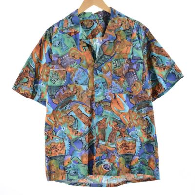 JOE KEALOHA'S 総柄 オープンカラー ハワイアンアロハシャツ メンズXL