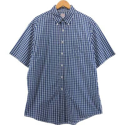 古着 ブルックスブラザーズ Brooks Brothers Est.1818 ギンガムチェック 半袖 ボタンダウン チェックシャツ メンズL相当 /eaa553862 【中古】 【250601】