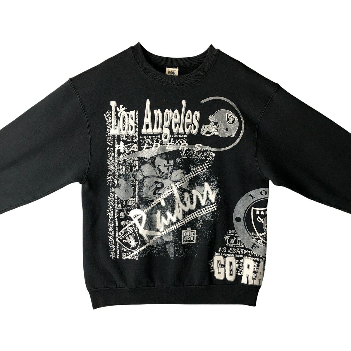 FRUIT OF THE LOOM / 80s/LOS ANGELES RAIDERS/色褪せ・ヨゴレ有/スウェット/M/コットン/BLK// 古着 80年代 フルーツオブザルーム FRUIT OF THE LOOM NFL LAS VEGAS
