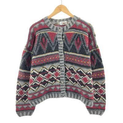 古着 MARSH LANDING HAND KNIT ハンドニット 総柄 ウールニット ...